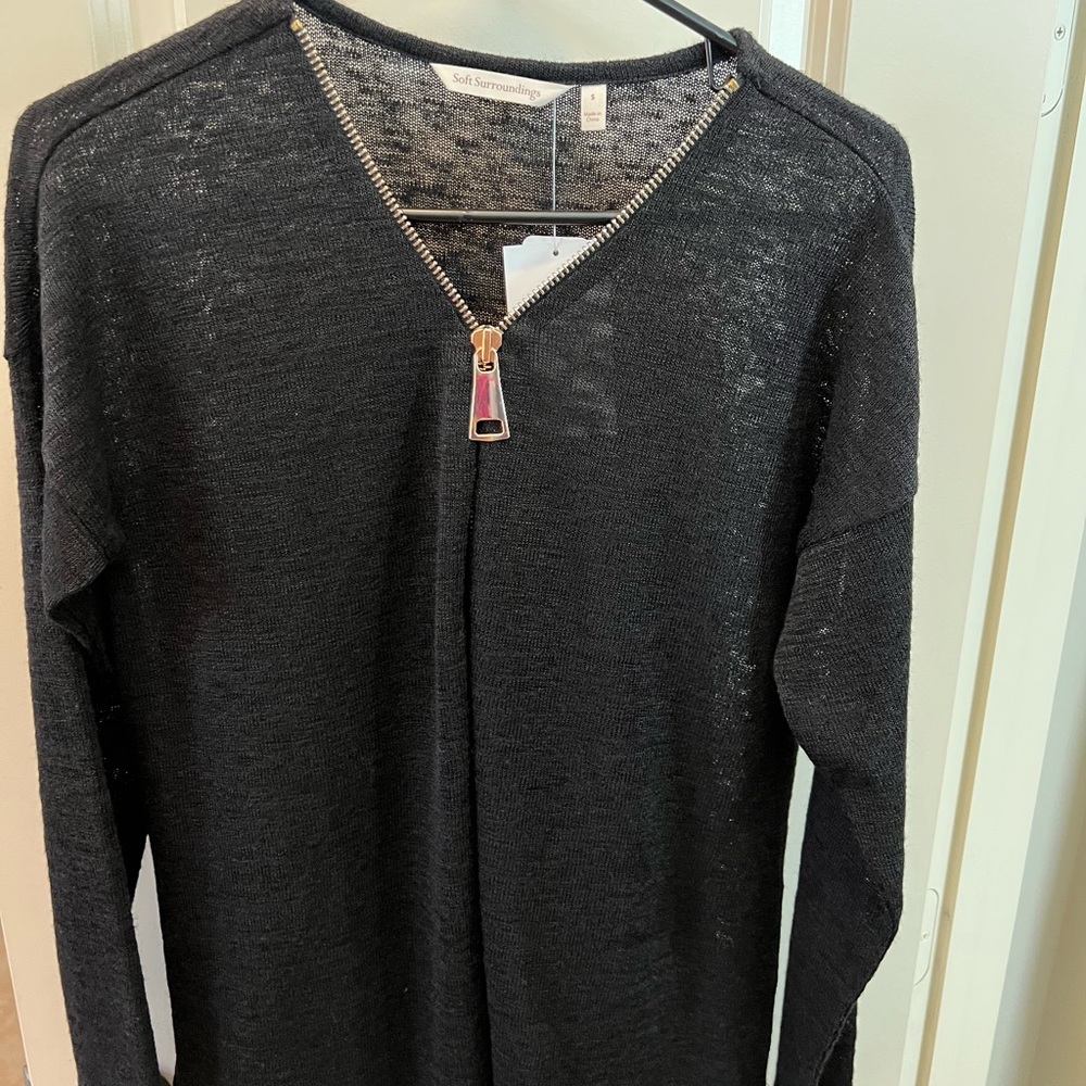 NWT, Soft Surroundings black lightweight sweater, small